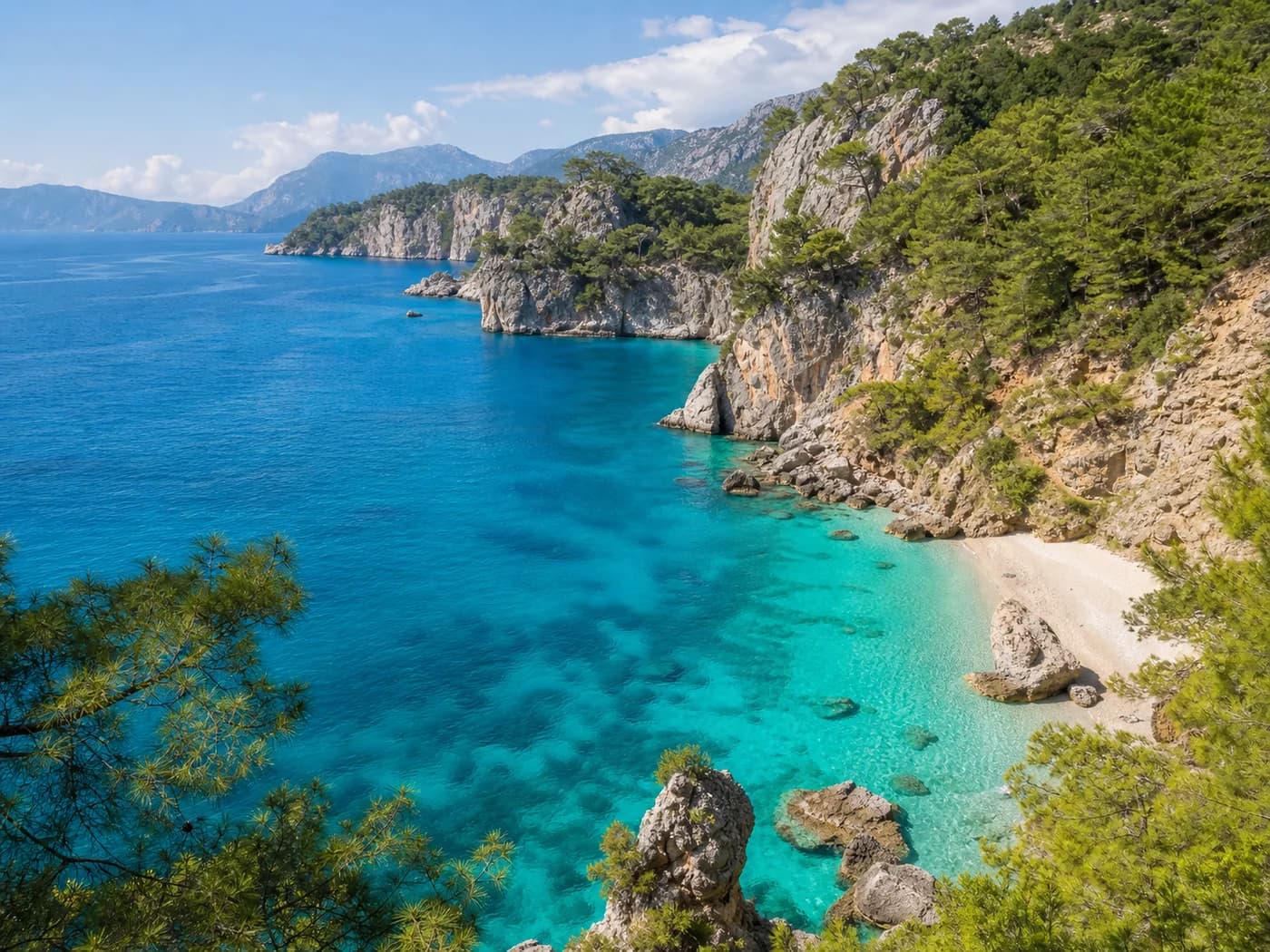 Mediterranean bay with pine cliffs at Solara Bay